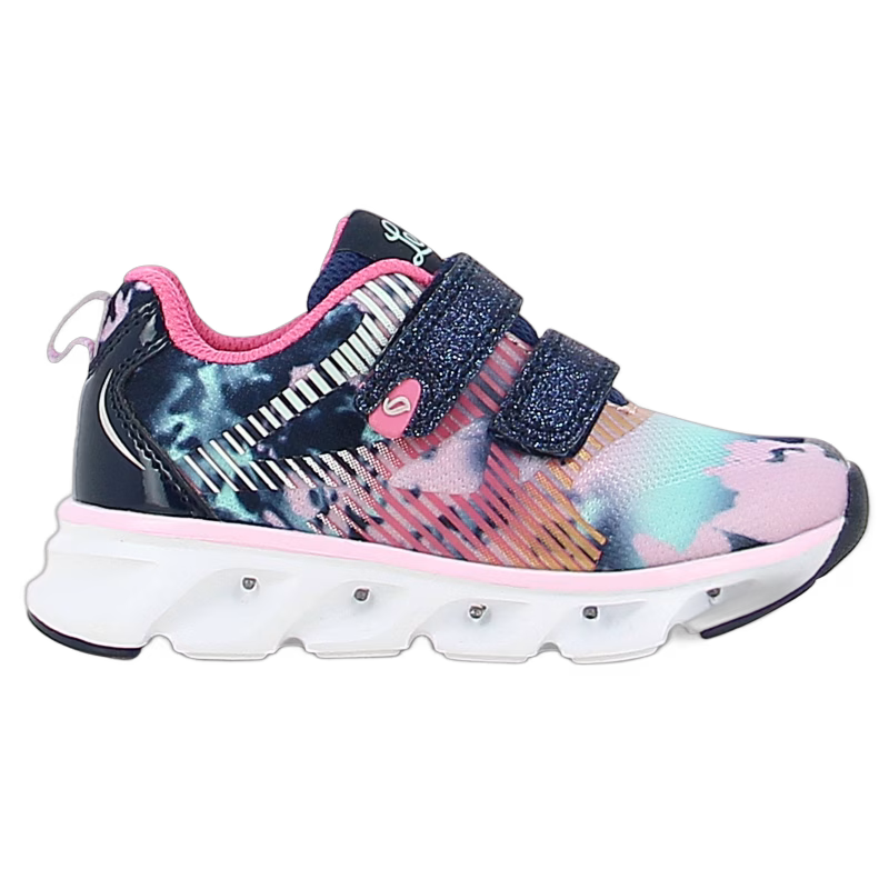 Leaf Skalka Blinkande Sneakers, Marinblå/Rosa, 29