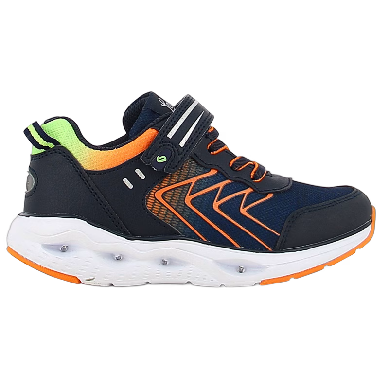 Leaf Varberg Blinkande Sneakers, Navy/Lime, 34