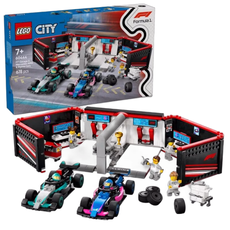 LEGO City 60444 F1 garage & Mercedes-AMG & Alpine bilar