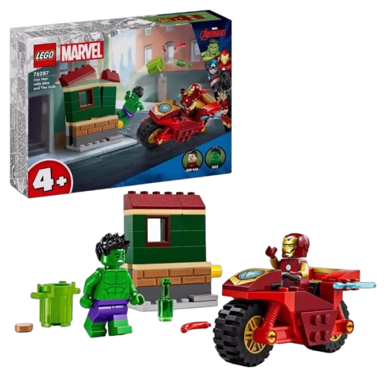 LEGO Super Heroes Marvel 76287 Iron Man med motorcykel och Hulk