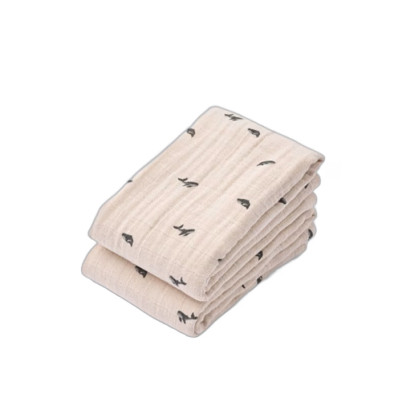 Liewood Lewis Muslinfilt 2-pack Mini Whale  (Sandy)