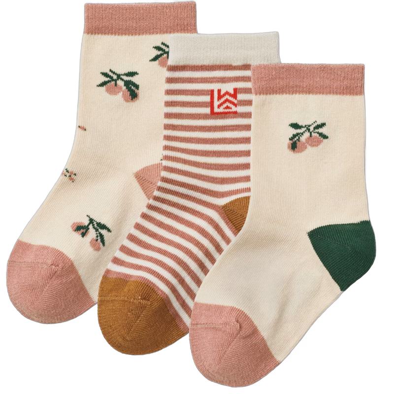 LIEWOOD Silas Strumpor 3-pack, Peach sea shell mix, 19-21