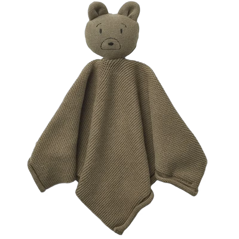 Liewood snuttefilt stickad Milo, Mr bear khaki