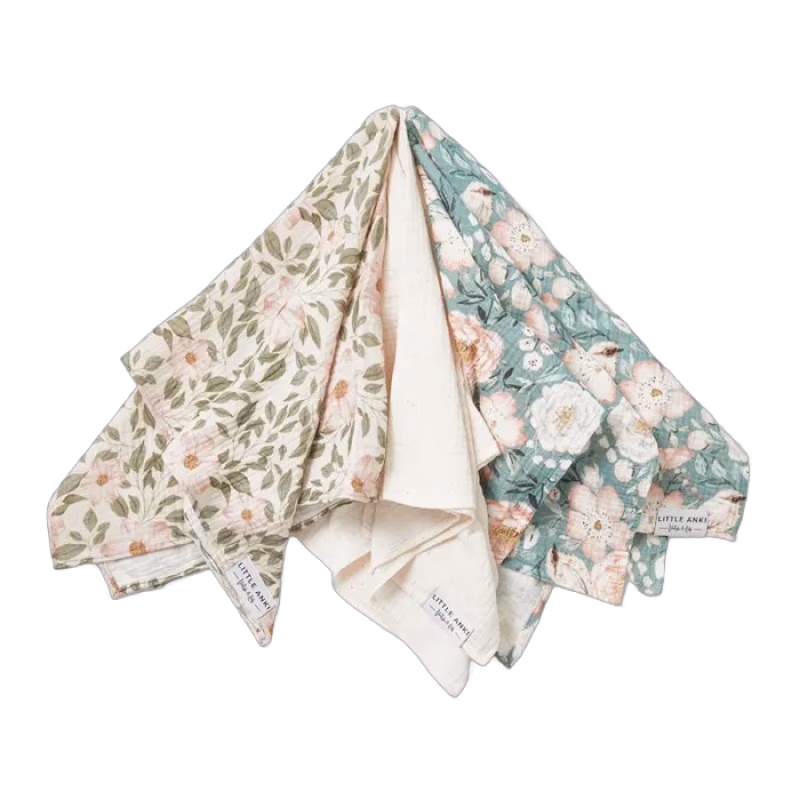 Little Anki Muslinfilt Blommor 3-pack (Multi)