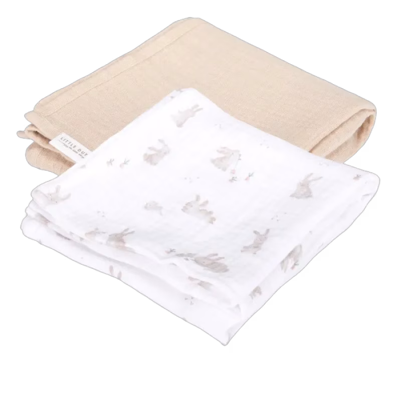 Little Dutch Muslinfiltar 2-pack Baby Bunny/Beige