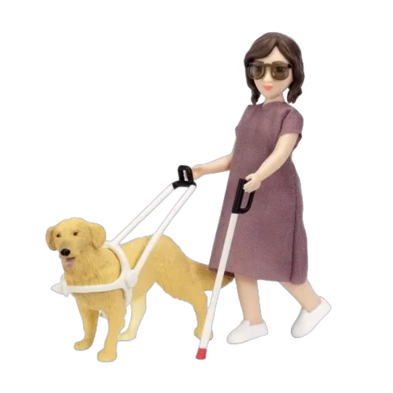 Lundby Docka med blindkäpp och hund