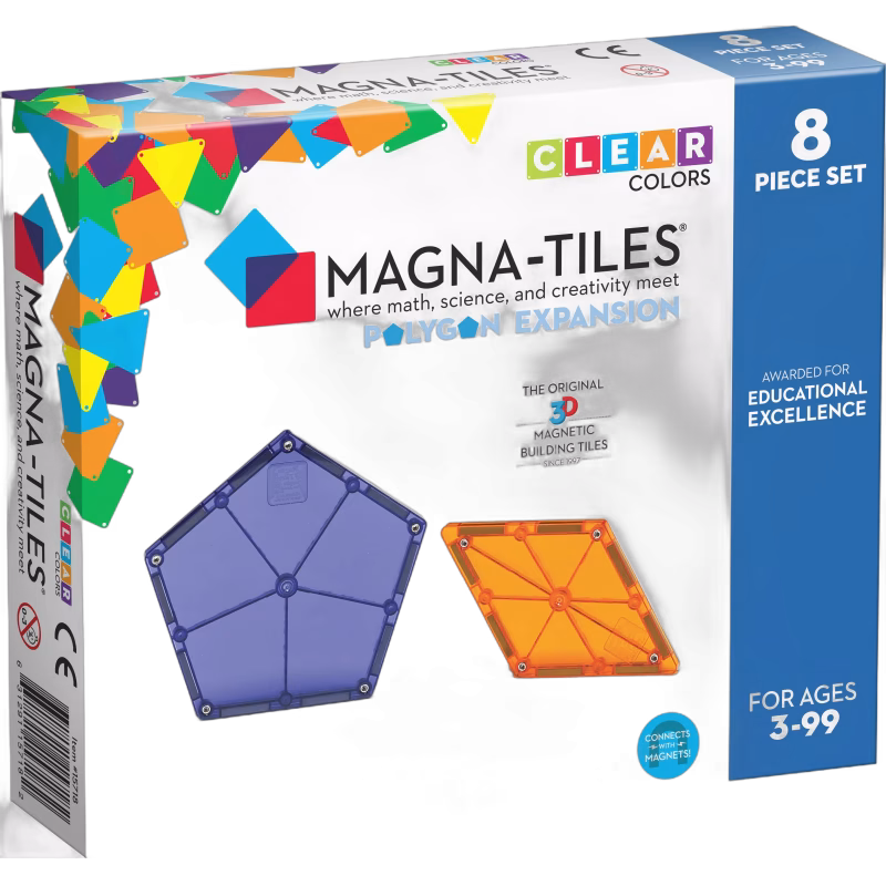 MAGNA-TILES Clear Colors Polygon Tilläggssats 8 Delar