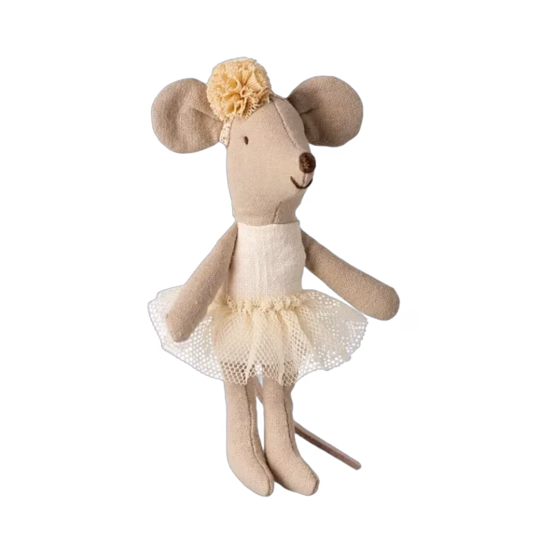 Maileg Ballerinamus Lillasyster (Benvit)