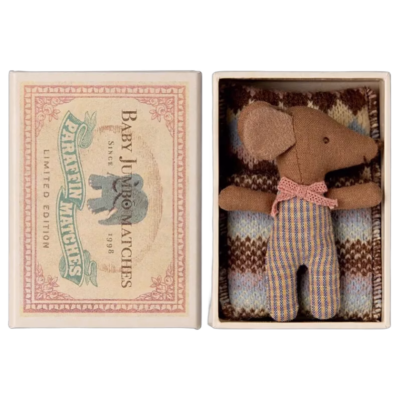 Maileg Sleepy wakey babymus i tändsticksask (Rose)