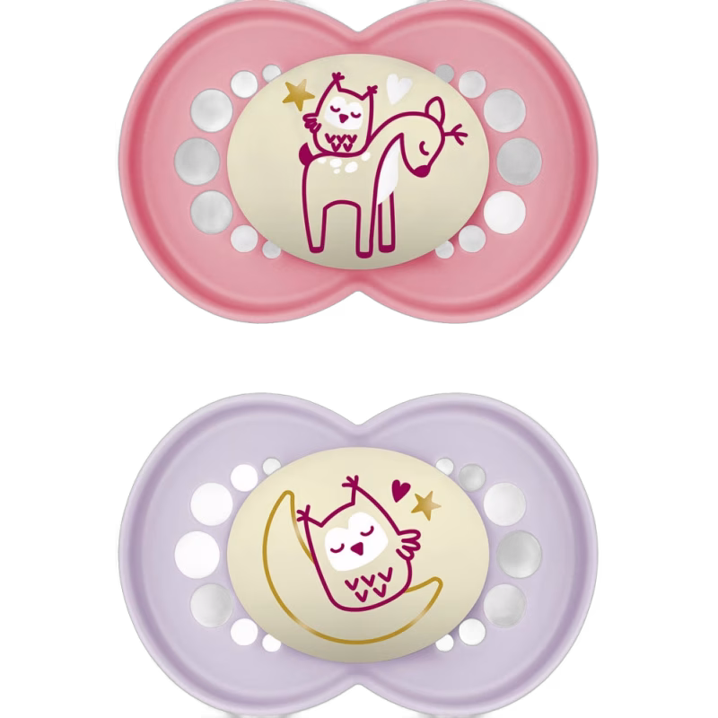 MAM Original Night Silikon Nappar 2-Pack 16-36m, Rosa