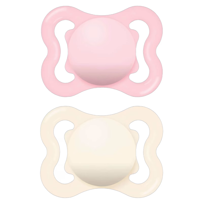 MAM Supreme Silikon Napp 0-6m 2-pack, Neutral/Rosa