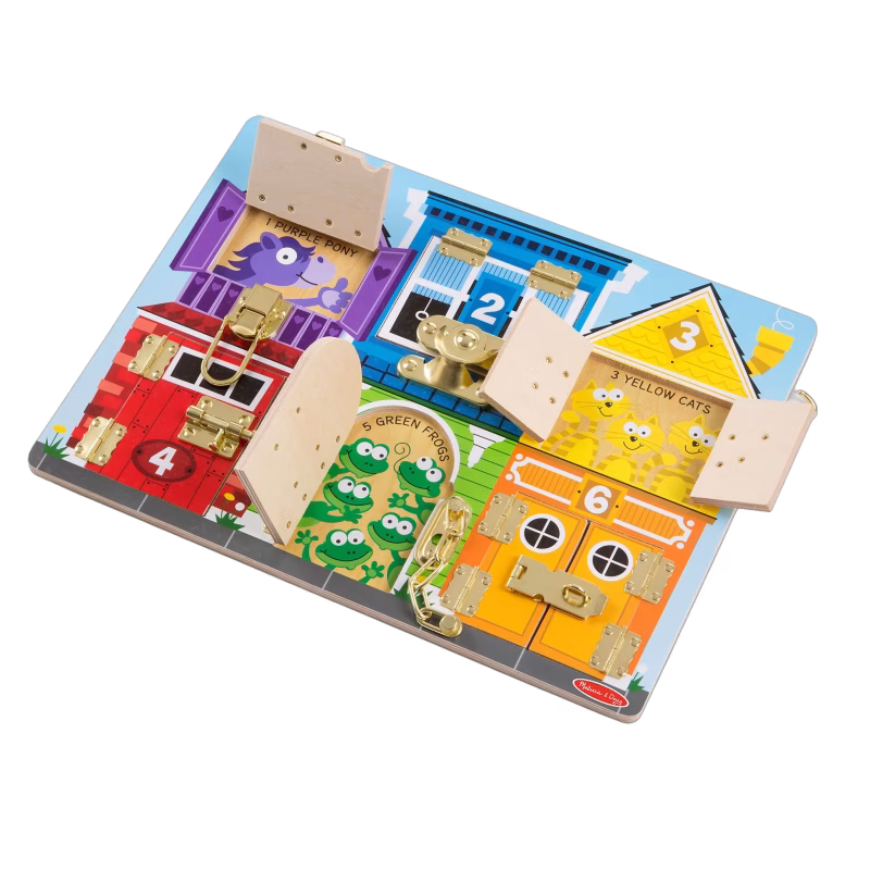 Melissa &  Doug Låsbräda 6 Luckor Med Djur