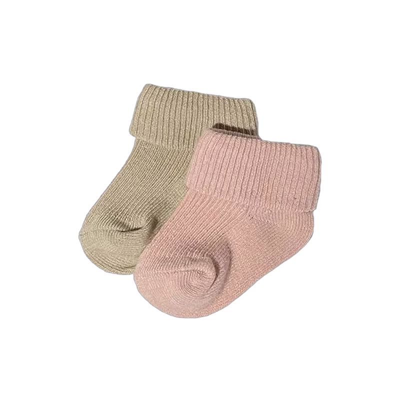 Mini Dreams babysocka 2-pack 3-6 mån, beige/rosa