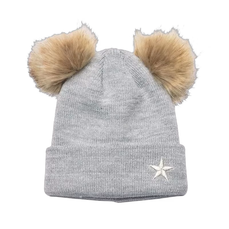 Mini Dreams mössa dubbel Pom Pom 6-9 mån, silver