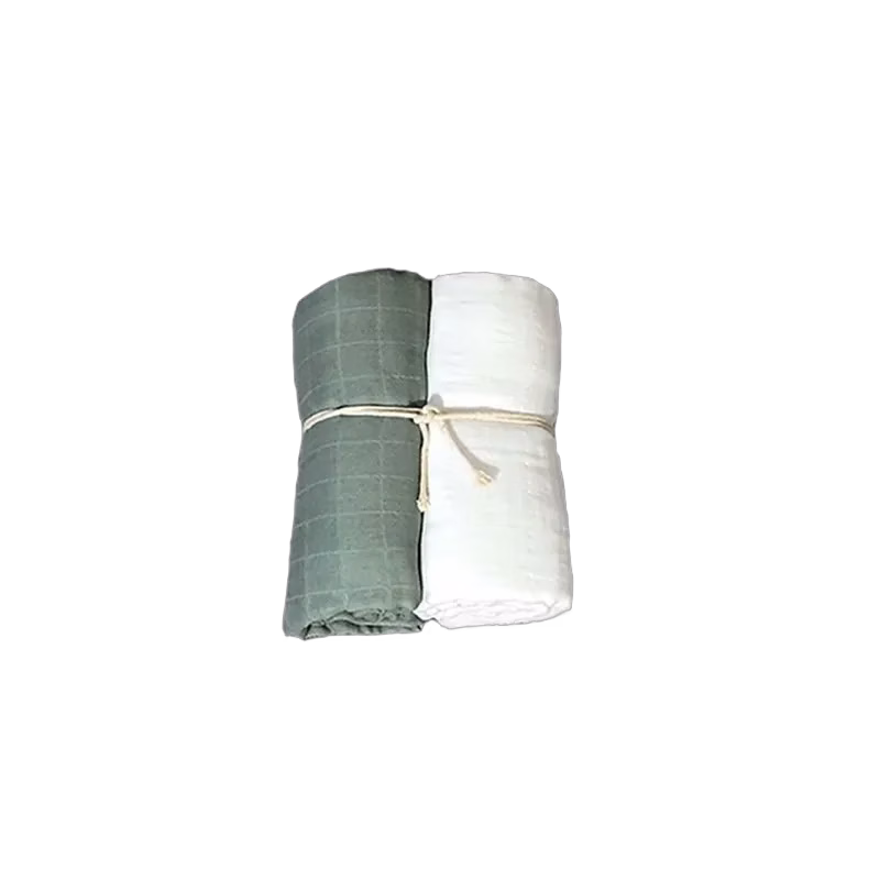 Mini Dreams muslinfilt 115x115 cm 2-pack, vit/dusty green