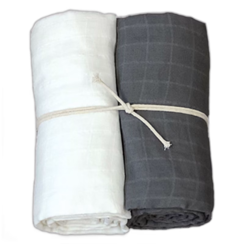 Mini Dreams Muslinfilt 2-pack Vit/grå 115x115 cm