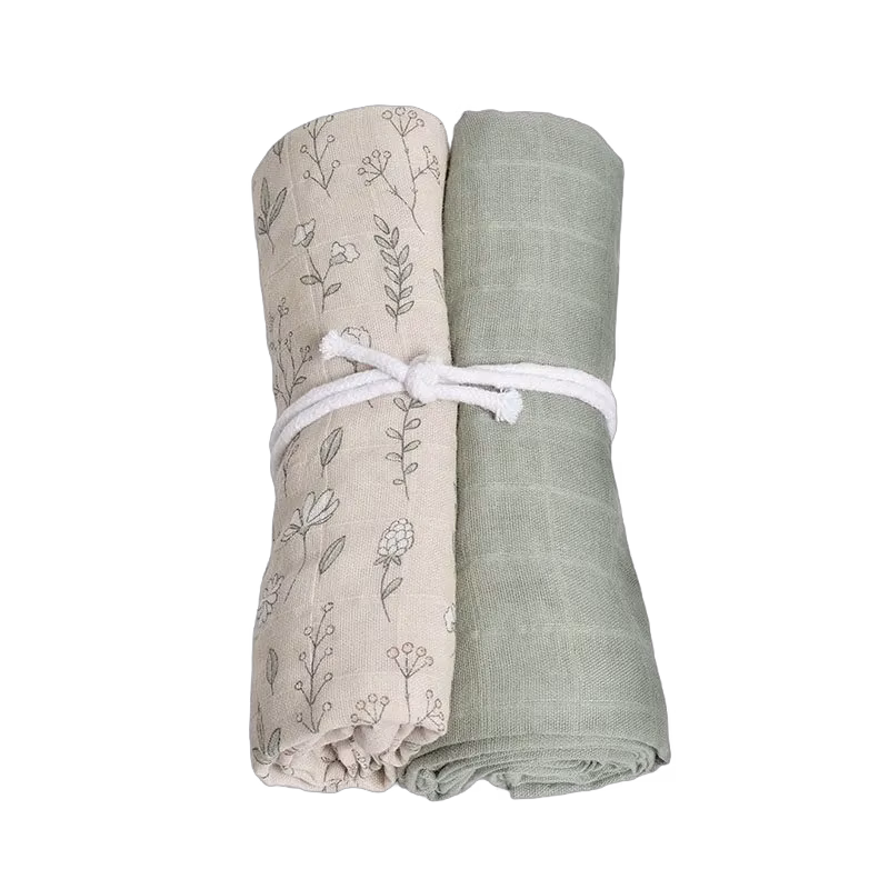 Mini Dreams muslinfilt 70x70 cm 2-pack, blomsteräng sand