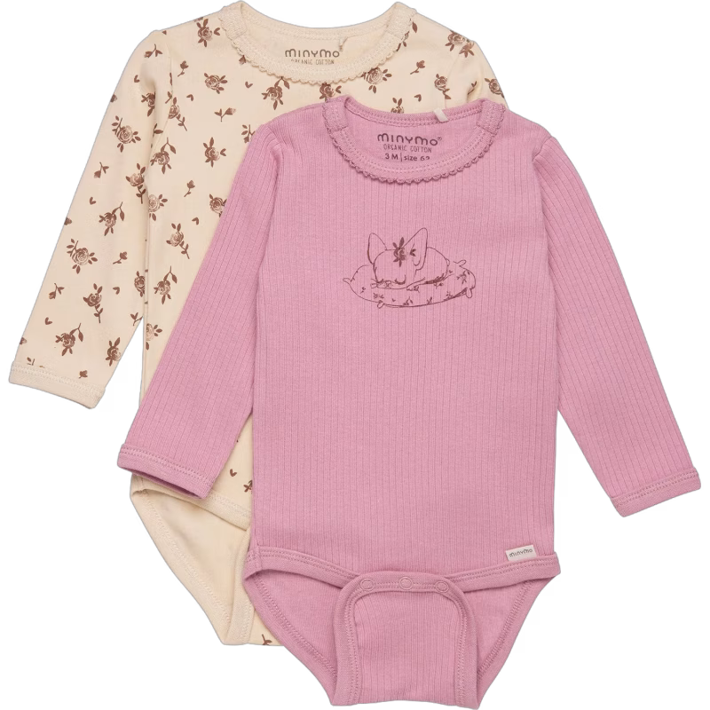 Minymo Body 2-pack, Lilas, 68, Bebiskläder