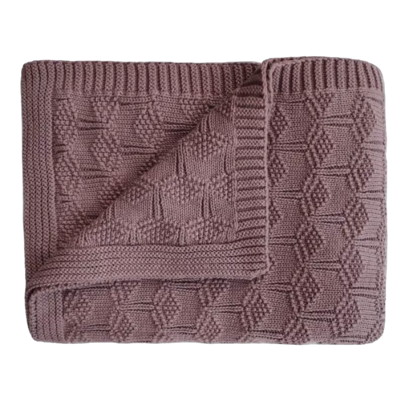 Mushie Babyfilt Stickad (Honeycomb Rose)