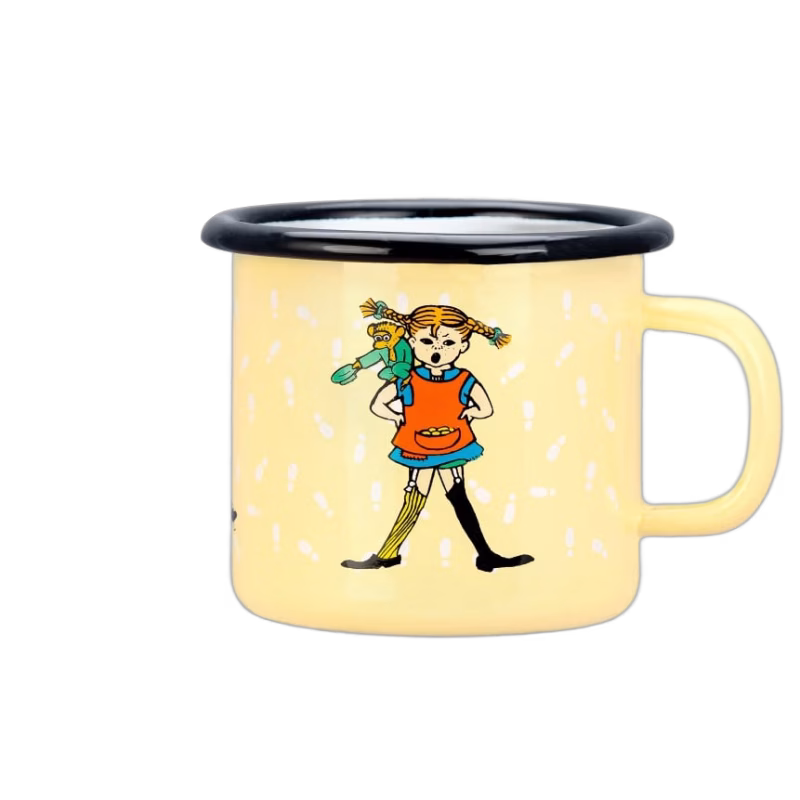 Muurla Mugg Emalj 2,5dl Pippi Fotsteg (Gul)