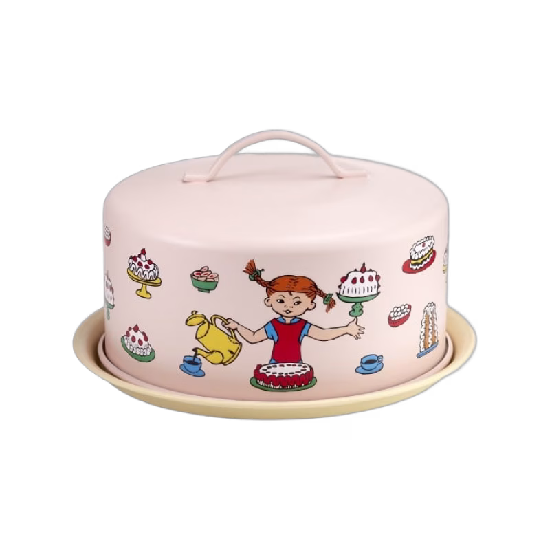Muurla Tårtfat med lock Pippis Födesedag (Rosa)