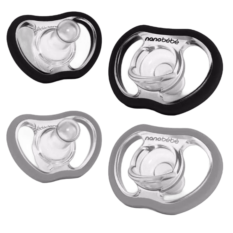 Nanobebe Active Flexy Napp Silikon 4-pack, svart/grå