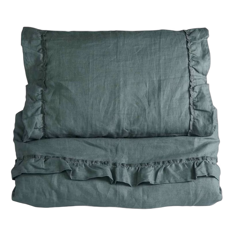 Ng Baby Påslakanset Vagn/Vagga Volang Petrol Green