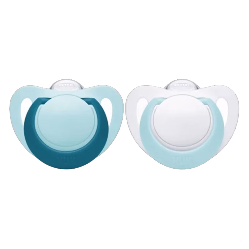 NUK napp Genius silikon 2-pack 0-6 mån, turkos/vit