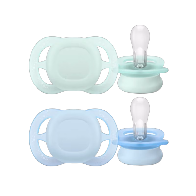 Philips Avent Napp Ultra Start Night 2-pack 0-2 m Ljusblå/Grön