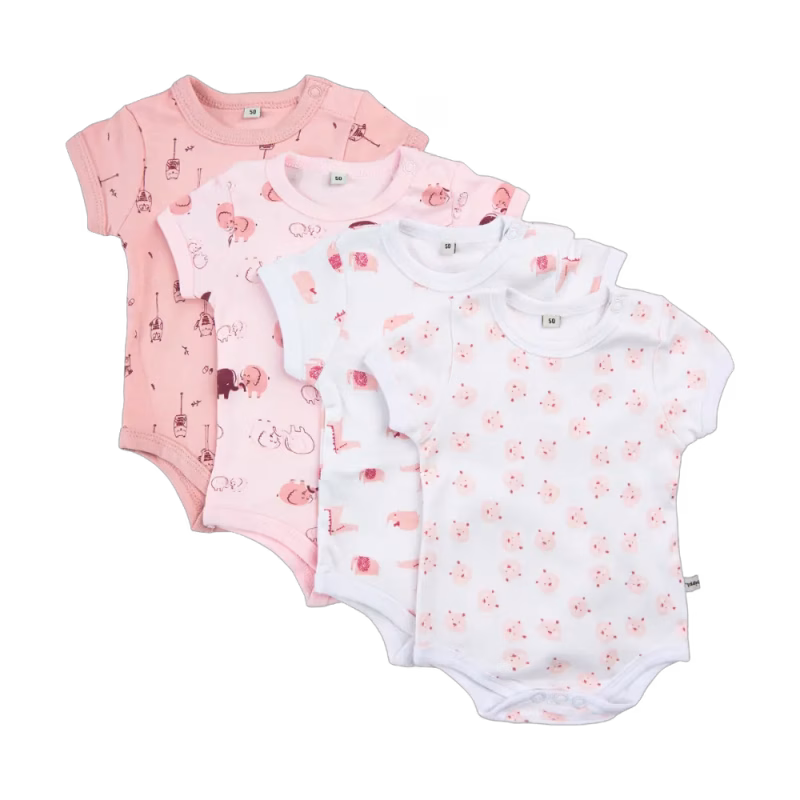 Pippi Kortärmad Body 4-pack Lightrose