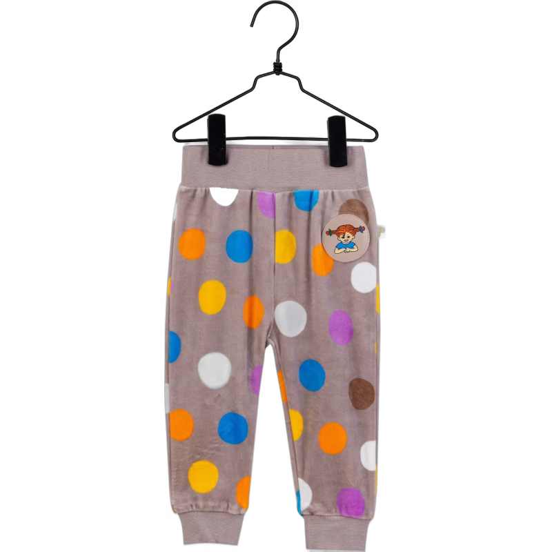 Pippi Långstrump Bubbles Velour Byxa, Beige, 74
