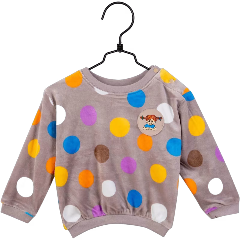 Pippi Långstrump Bubbles Velour Tröja, Beige, 74