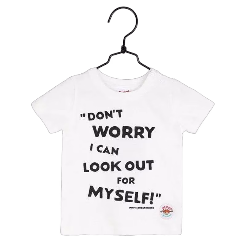 Pippi Långstrump Don't Worry T-Shirt, Vit, 62-68