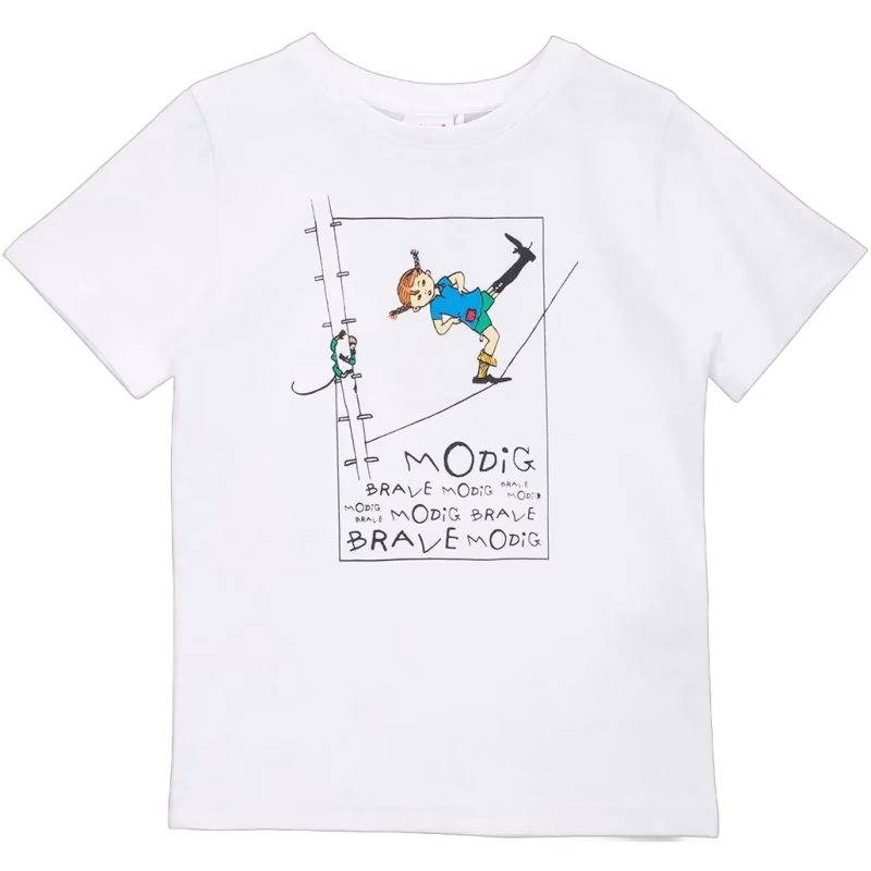 Pippi Långstrump  Modig T-shirt, Vit, 98-104