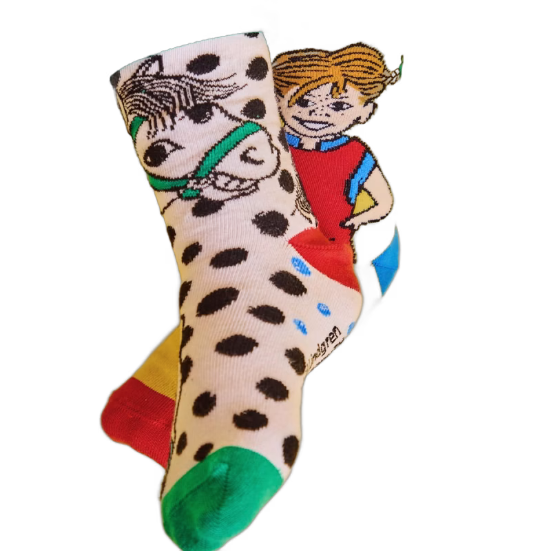 Pippi Långstrump Strumpor 2-Pack, Vit/gul, 23-26