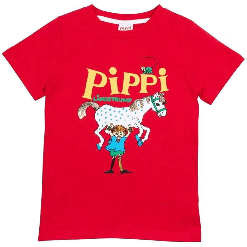Pippi Långstrump T-shirt, Röd, 134-140