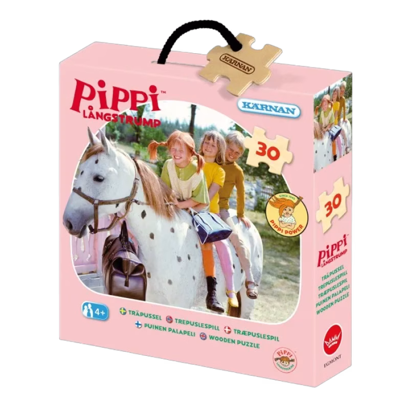 Pippi Långstrump Träpussel i ask 30-bitar