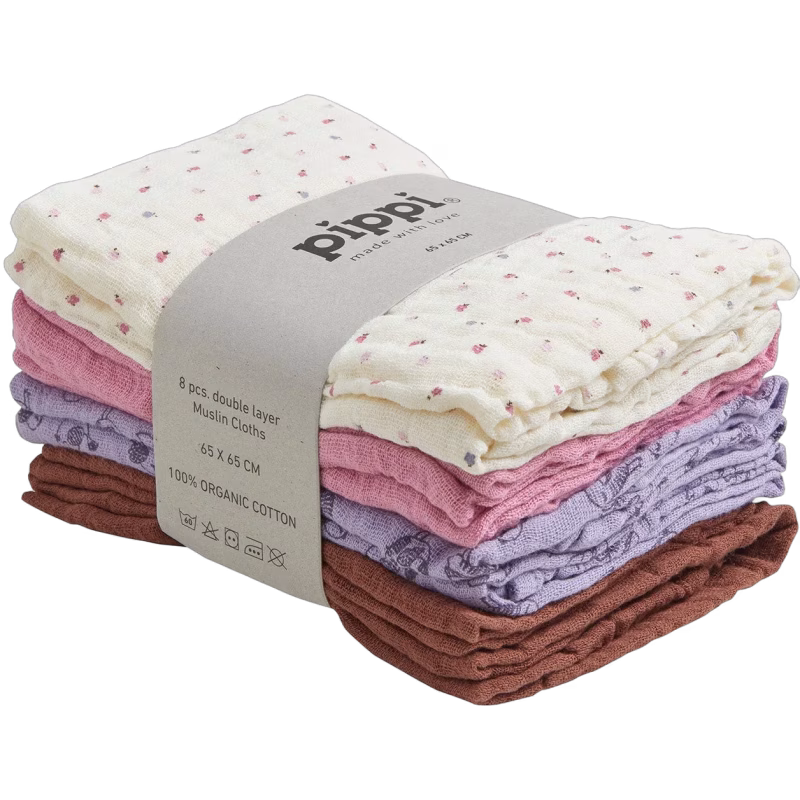 Pippi Muslinfilt 8-pack, Wisteria