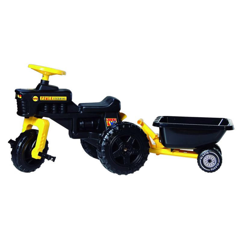 Plasto Tramptraktor Med Släp, Svart
