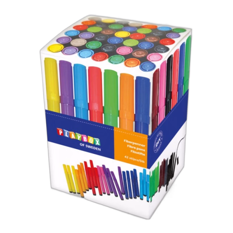 Playbox Fiberpennor 42 st (Tjocka)