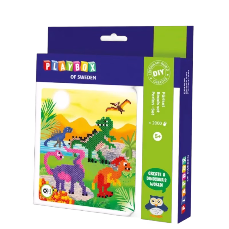 Playbox Pärlset rörpärlor 2000 st (Dinosaurier)