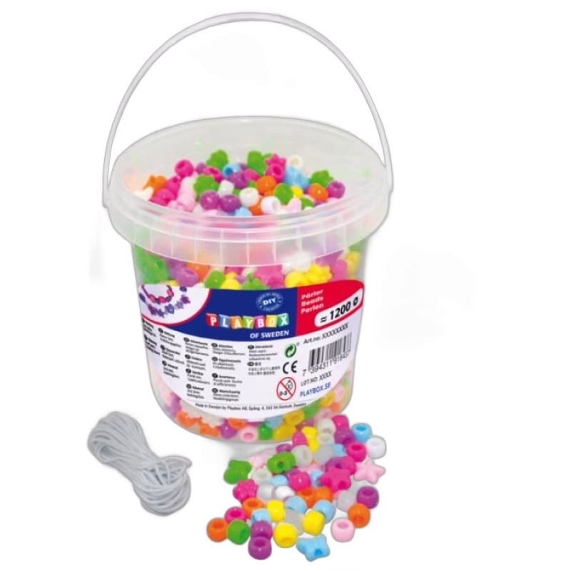 Playbox Plastpärlor i hink 1200 st