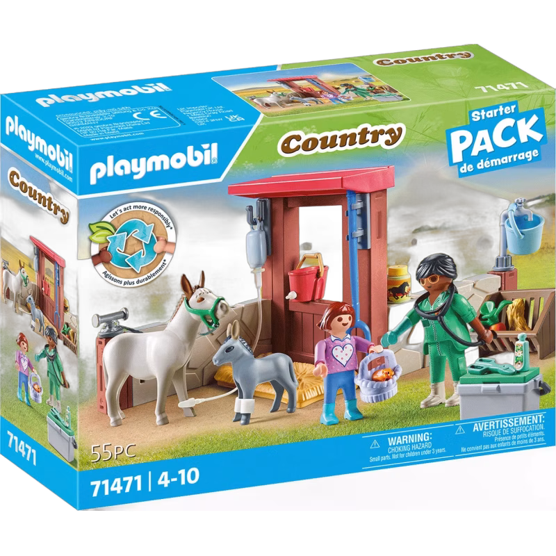 Playmobil 71471 Country Starter Pack Byggsats Veterinäruppdrag med Åsnorna