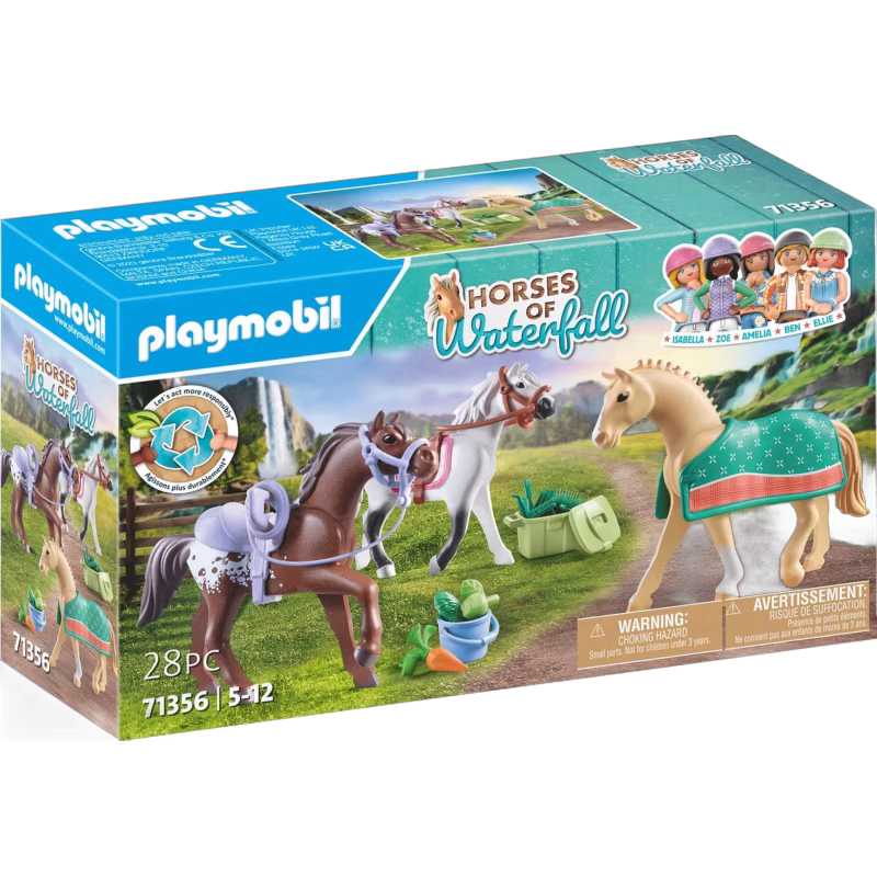 Playmobil Horses of Waterfall Lekset Tre Hästar med Sadlar