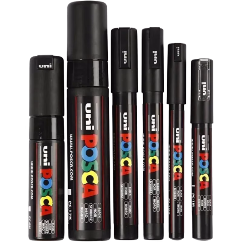 Posca Marker 6 st Linjebredder (Svart)