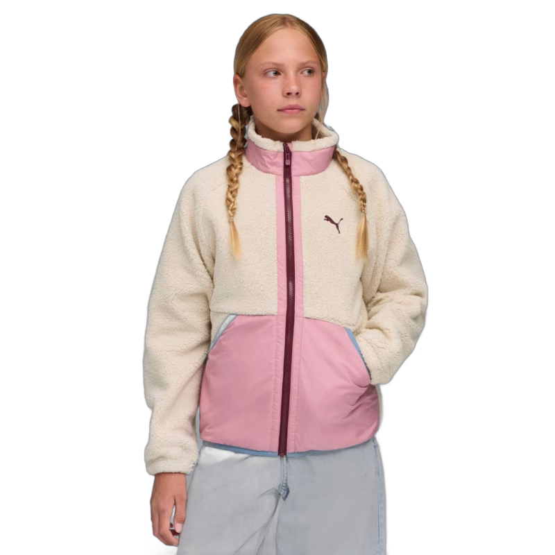 Puma Sherpa Hybrid Fleecejacka, Alpine Snow, 140