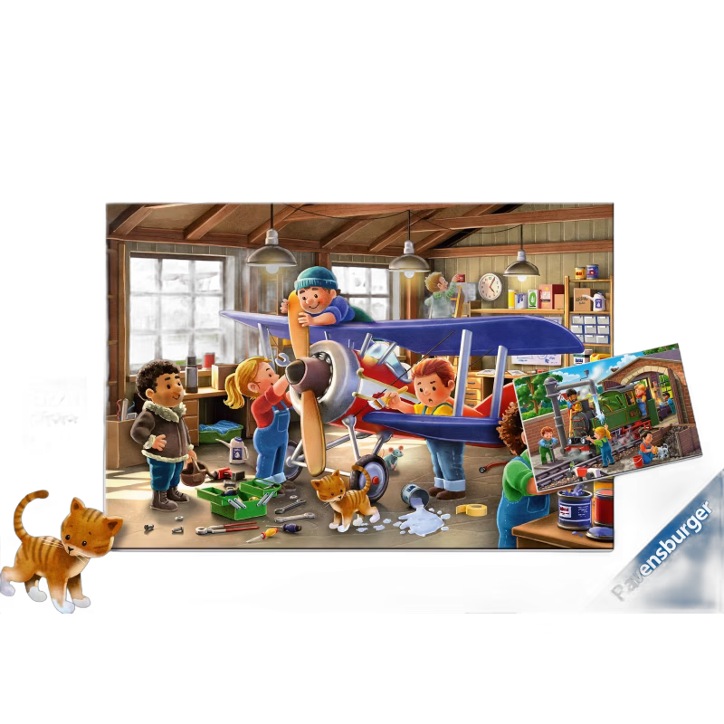 Ravensburger Airplane &  Train Repairs Pussel 2x24 Bitar