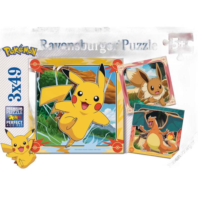 Ravensburger Pokémon Pussel 3x49 Bitar