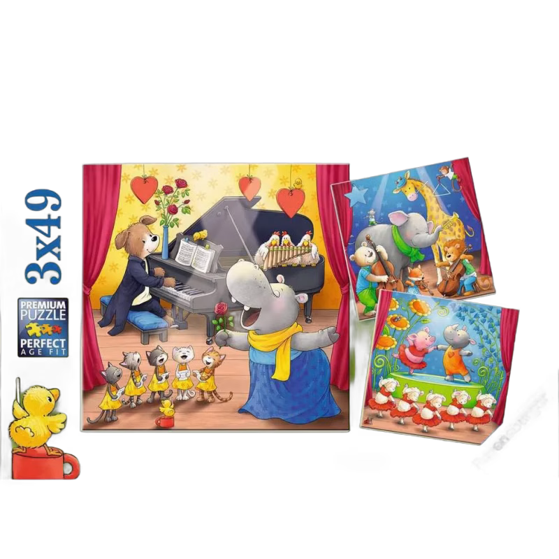 Ravensburger Pussel Animals On Stage 3x49 Bitar