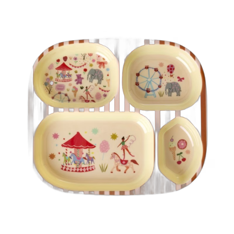 Rice Tallrik med fack Fun Fair (Pink)